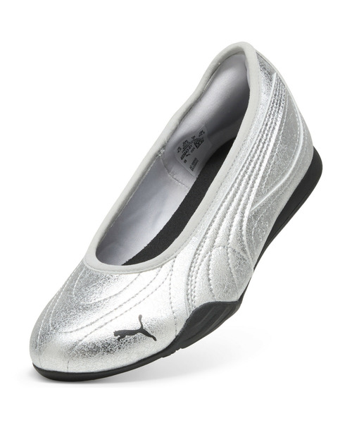 「PUMA」 バレエシューズ 25.0cm ブラック×シルバー レディース_画像6