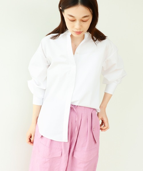 シャツ ブラウス Demi-Luxe BEAMS / コットン タックスリーブシャツ