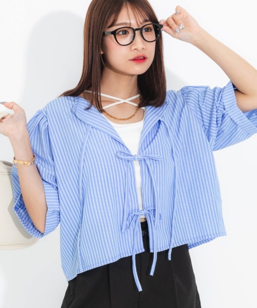 ブラウス シャツ 2wayリボンブラウス レディース nemne ブラウス シャツ 2wayリボンシャツ レディース : ZOZOTOWN