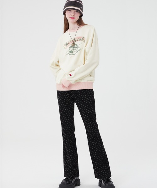 トレーナー スウェット KIRSH CHERRY CAKE GRAPHIC  RIB POINT SWEATSHIRT チェリーケーキ スウェット レ トレーナー スウェット KIRSH CHERRY CAKE GRAPHIC RIB POINT