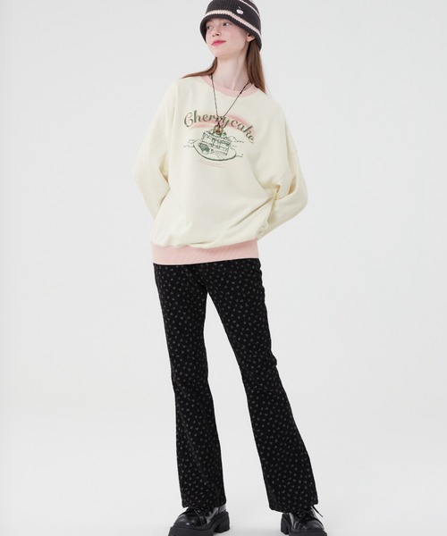 トレーナー スウェット KIRSH CHERRY CAKE GRAPHIC  RIB POINT SWEATSHIRT チェリーケーキ スウェット レ KIRSH（キルシー）の「KIRSH CHERRY CAKE GRAPHIC RIB POINT