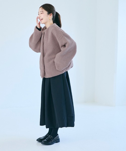 coca（コカ） ブルゾン アウター ＼新色登場／ノーカラーボアブルゾン