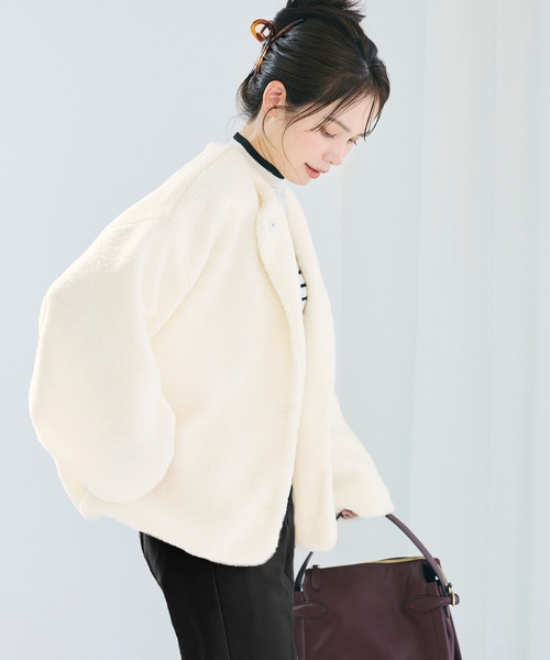 coca（コカ） ブルゾン アウター ＼新色登場／ノーカラーボアブルゾン