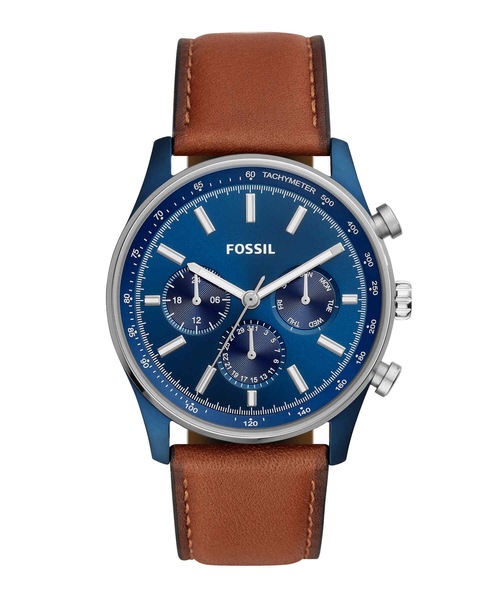【新品!!】FOSSIL ☆ 腕時計 クロノグラフ レザーベルト ブルーフェイス FOSSIL 腕時計 フォッシル メンズ アナログ レザー BQ2512