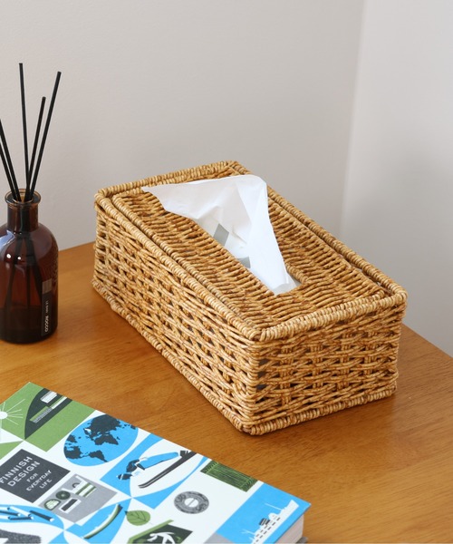 emesuelee 収納 フェイクラタン ティッシュケース : ZOZOTOWN Yahoo!店