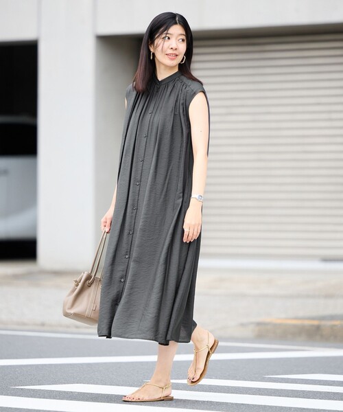 UNFILO ヴィンテージシアー ギャザー ワンピース ネイビー S 新品 UNFILO 【撥水/接触冷感】ヴィンテージシアー ギャザー
