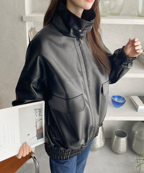 新品　ETRE TOKYO フェイクレザーオーバーサイズブルゾン ブラウンS 新品 ETRE TOKYO フェイクレザーオーバーサイズブルゾン ブラウンS