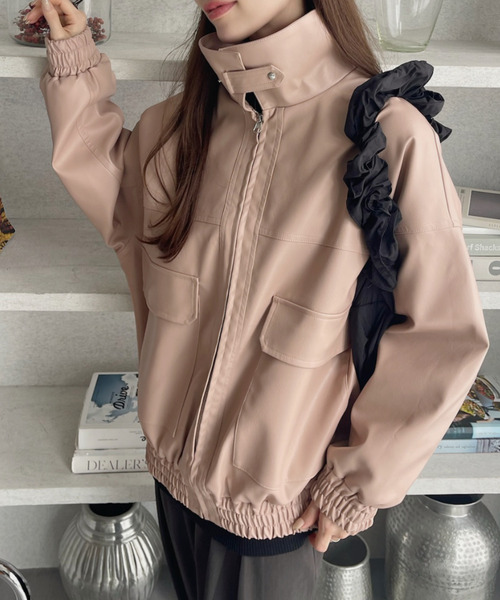 Ada. ブルゾン アウター オーバーサイズ フェイク レザー ブルゾン