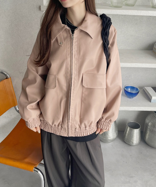 新品　ETRE TOKYO フェイクレザーオーバーサイズブルゾン ブラウンS 新品 ETRE TOKYO フェイクレザーオーバーサイズブルゾン ブラウンS
