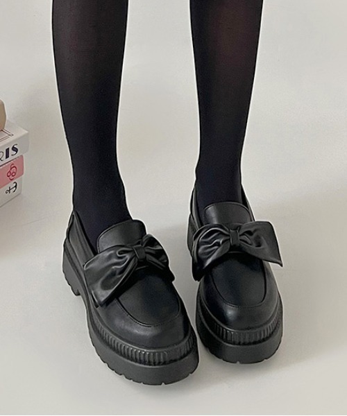 ドノバン・リボン付き厚底ローファー LOVEHUNTER パンプス 厚底 ローファー レディースリボン