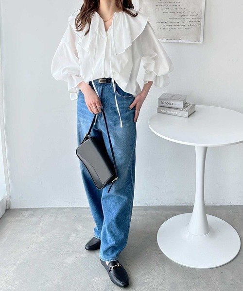 GeeRA（ジーラ） ブラウス シャツ ビッグフリルカラーブラウス