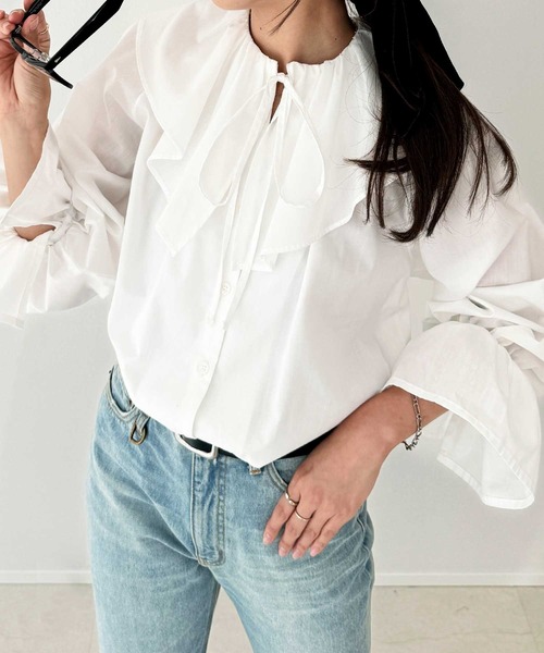 GeeRA（ジーラ） ブラウス シャツ ビッグフリルカラーブラウス
