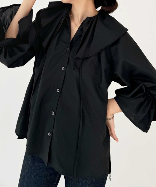 GeeRA（ジーラ） ブラウス シャツ ビッグフリルカラーブラウス