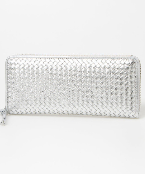 【美品】perche レザーメッシュ　ジャバラカードキーケース シルバー ロングセラー＞ペルケ perche レザーメッシュ・ジャバラカード