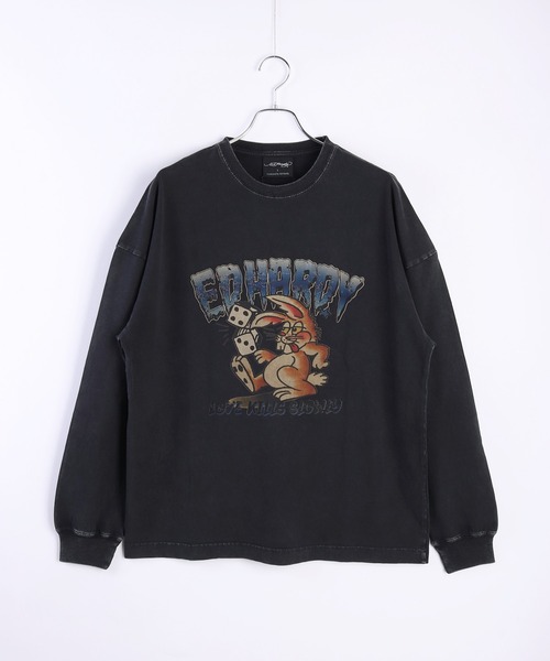 Ed Hardy tシャツ EdHardy ピグメント加工 ロンTEE ラビット