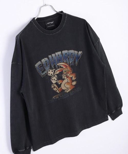 Ed Hardy tシャツ EdHardy ピグメント加工 ロンTEE ラビット