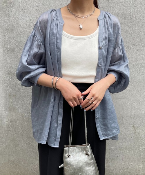 「GALLARDAGALANTE」 長袖シャツ FREE サックスブルー レディース COLLAGE GALLARDAGALANTE 「COLLAGE GALLARDAGALANTE」 長袖