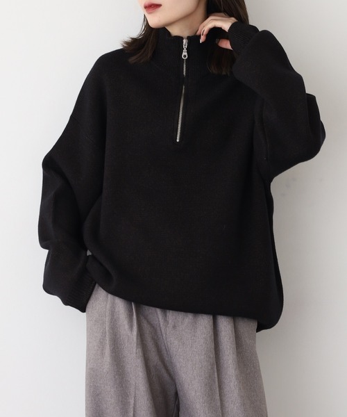 未使用級　ブラックアンドホワイト　ハーフジップ　セーター スニードジャック Many men, many minds. セーター ニット MANYMENMANYMINDS