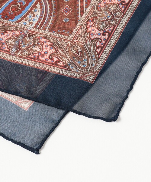 JOHN COMFORTペイズリー柄リバーシブルマフラー シルク＆ウールの