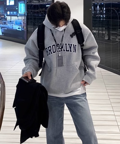NOWLE（ノウル） パーカー 「NOWLE」BROOKLYN U.S.A ワッペン刺繍 裏