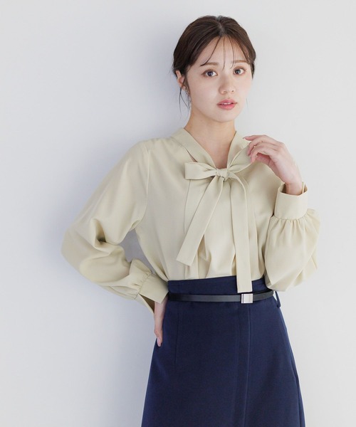 ブラウス シャツ 前後2WAYボウタイブラウス308246 レディース Andemiu ブラウス シャツ 前後2WAYボウタイブラウス308246