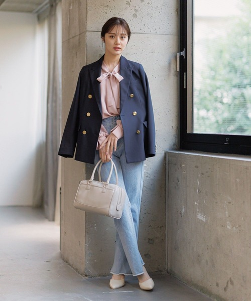 ブラウス シャツ 前後2WAYボウタイブラウス308246 レディース Andemiu ブラウス シャツ 前後2WAYボウタイブラウス308246
