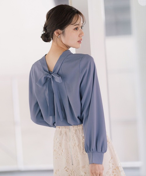 ブラウス シャツ 前後2WAYボウタイブラウス308246 レディース Andemiu ブラウス シャツ 前後2WAYボウタイブラウス308246