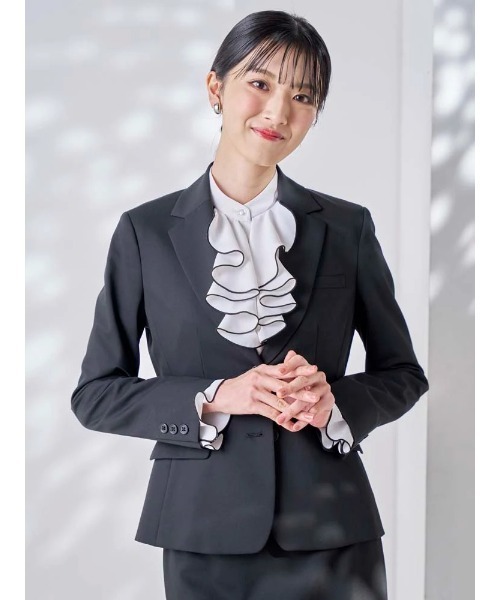 ブラウス シャツ dazzlin×P.S.FAコラボ　配色フリル長袖ブラウス レディース dazzlin ブラウス シャツ dazzlin×P.S.FAコラボ 配色フリル長袖