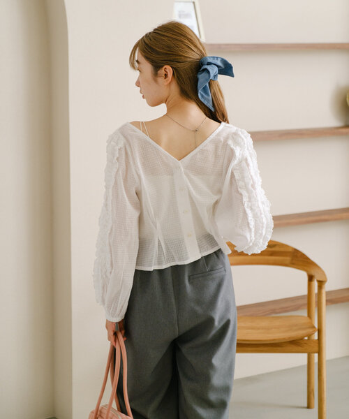 Kastane - ギンガムカシュフリルブラウス❤︎kastane Kastane（カスタネ）の「ギンガムカシュフリルブラウス（シャツ