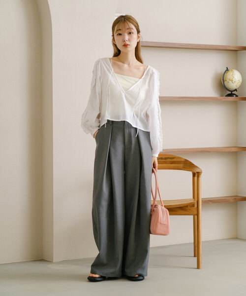 「Kastane」 長袖ブラウス 1 アイボリー レディース Kastane ブラウス シャツ ギンガムボータイブラウス レディース