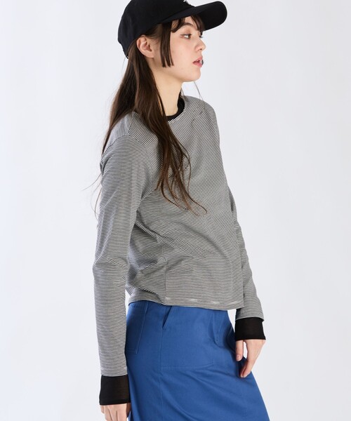 To b. by agnes tシャツ ボーダーロングスリーブTシャツ レディース