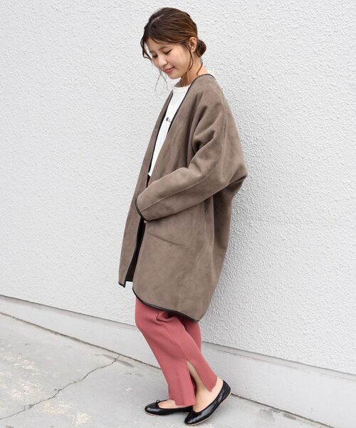 「Khaju」 ノーカラーコート ONE SIZE オフホワイト レディース_画像7
