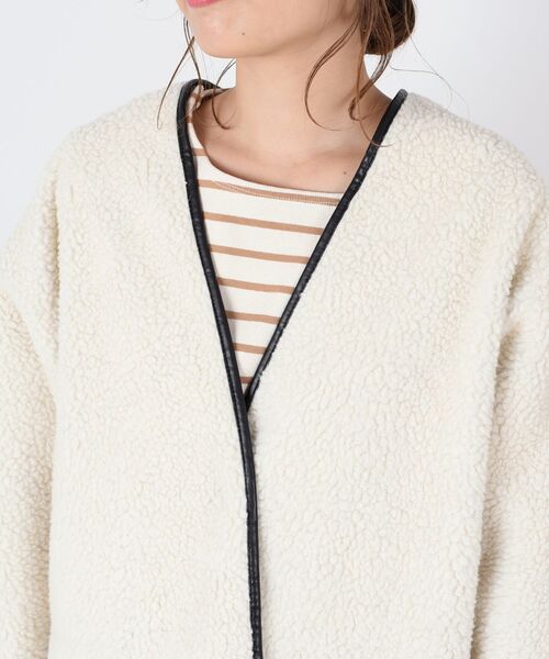 「Khaju」 ノーカラーコート ONE SIZE オフホワイト レディース_画像8