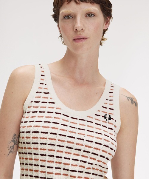 ワンピース [FRED PERRY] Boucle Knit Dress Bouclé Knitted Dress - Silky Peach | Women's Dresses | Polo