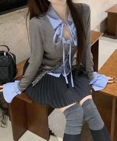andmary リアリボンカーディガン ANDMARY】Lotta ribbon set cardigan