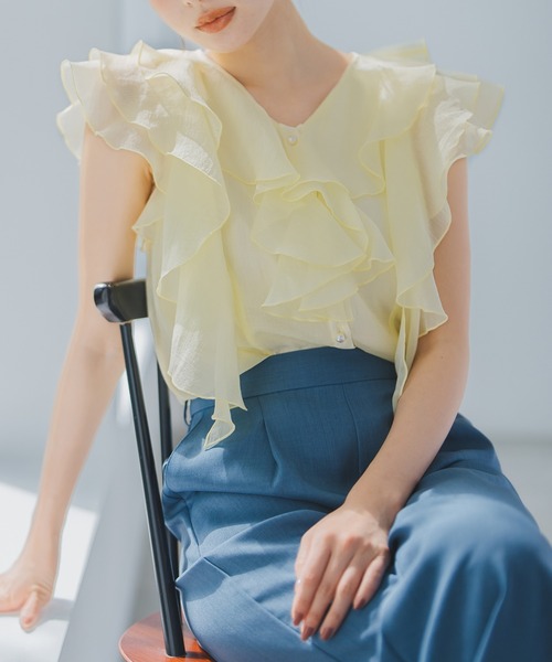 MISCH MASCH ブラウス シャツ 2025春夏新作 シアーフリル