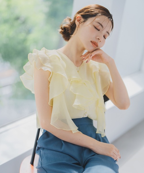 MISCH MASCH ブラウス シャツ 2025春夏新作 シアーフリル