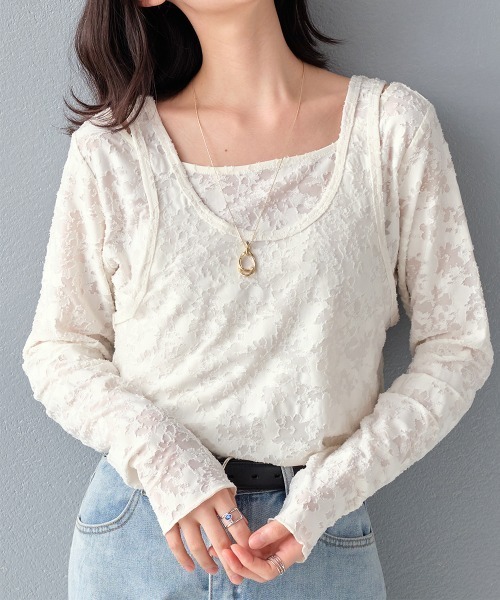 ★新品未使用★シアージャガードカットトップ Meiru tシャツ シアーカットジャガードトップス レディース