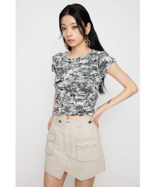 LAGUA GEM（ラグアジェム） tシャツ 半袖 FRILL DOCKING MINI Tシャツ