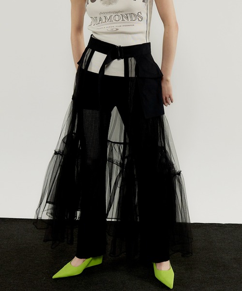 最安値【美品】MAISON SPECIAL フリルスカート MAISON SPECIAL スカート Sheer Ruffle Skirt/シアーフリル