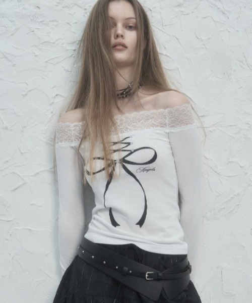 tシャツ 「SETUP‐EXE」LACE OFF- SHOULDER TOP レディース