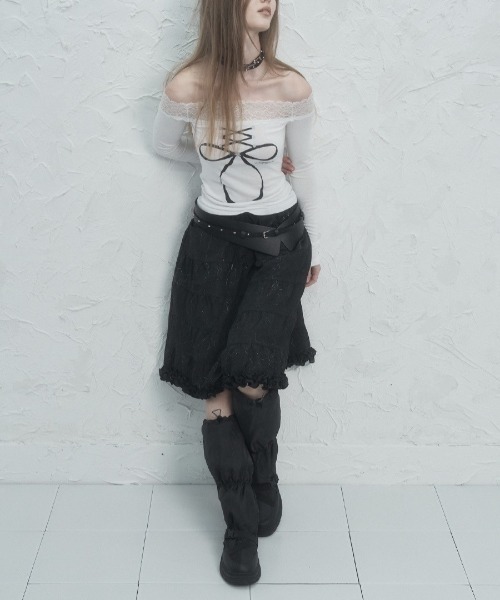 SETUPEXE tシャツ 「SETUP‐EXE」LACE OFF- SHOULDER TOP