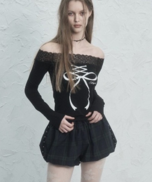 SETUPEXE tシャツ 「SETUP‐EXE」LACE OFF- SHOULDER TOP