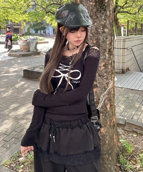 SETUPEXE tシャツ 「SETUP‐EXE」LACE OFF- SHOULDER TOP