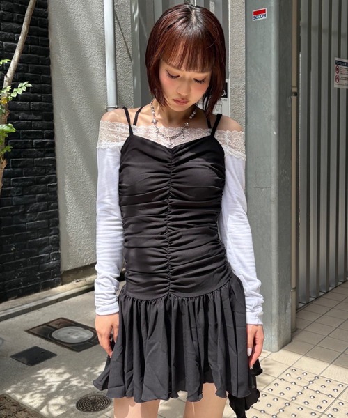 SETUPEXE tシャツ 「SETUP‐EXE」LACE OFF- SHOULDER TOP