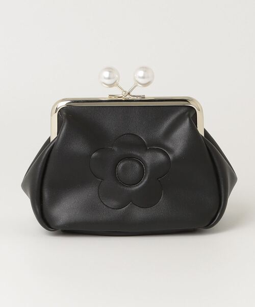 極美品　MARY QUANT ブラックレザーがま口財布 MARY QUANT - 極美品 MARY QUANT ブラックレザーがま口財布の