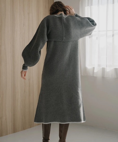 ☆willfully☆ミディアムニットワンピース WILLFULLY（ウィルフリー）の「zip cable vest & volume sleeve