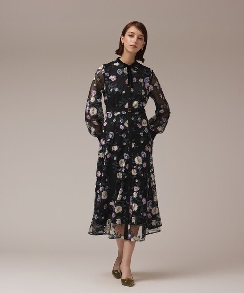 GRACE CONTINENTAL ワンピース マルチ刺繍フレアワンピース : ZOZOTOWN