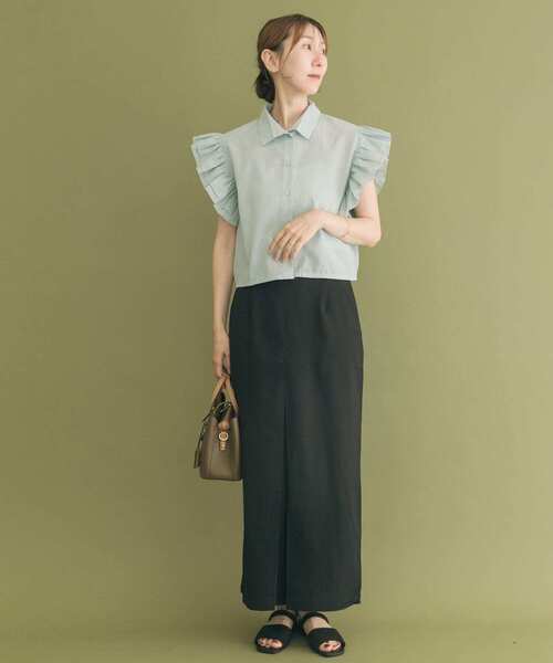 ITEMS URBANRESEARCH ブラウス シャツ フリルリネンショート