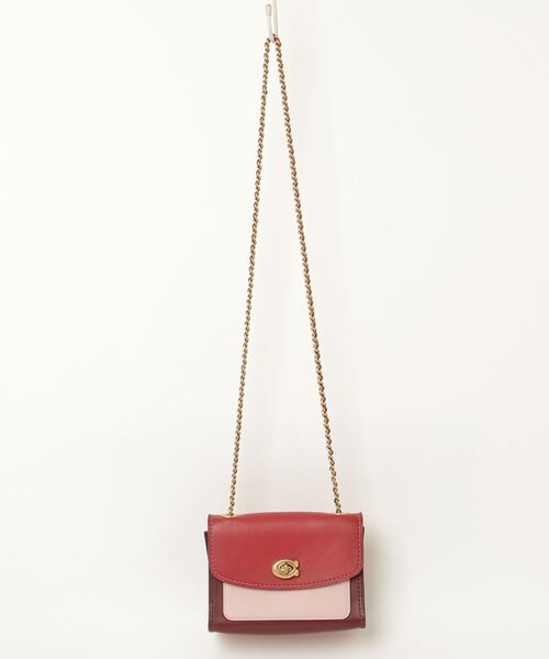 COACH レッド ショルダーバッグ 中古・古着通販】COACH (コーチ) レザーショルダーバッグ レッド